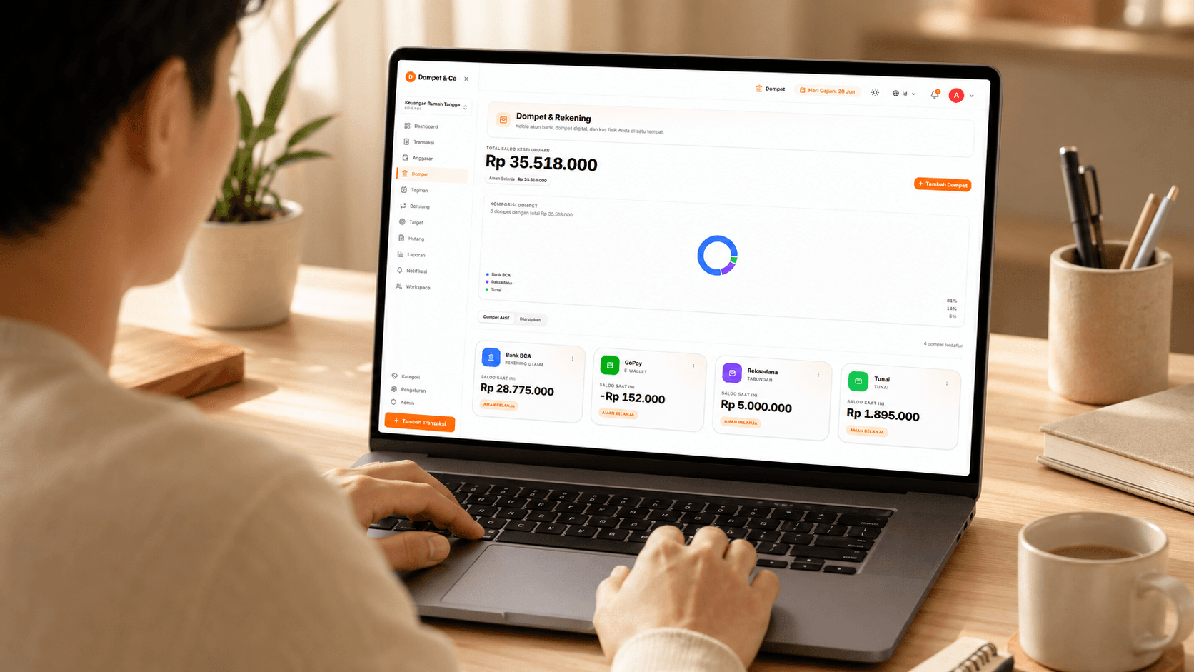 Fitur multi-dompet Dompet & Co untuk memisahkan dana
